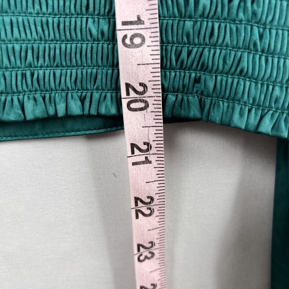 Rachel Zoe Blouse Womens XL Crop Top Green Long Sleeve Animal Print Holiday - Picture 9 of 14